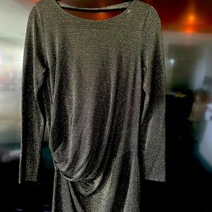 Black and gold fleck cocktail or night club or dinner dress